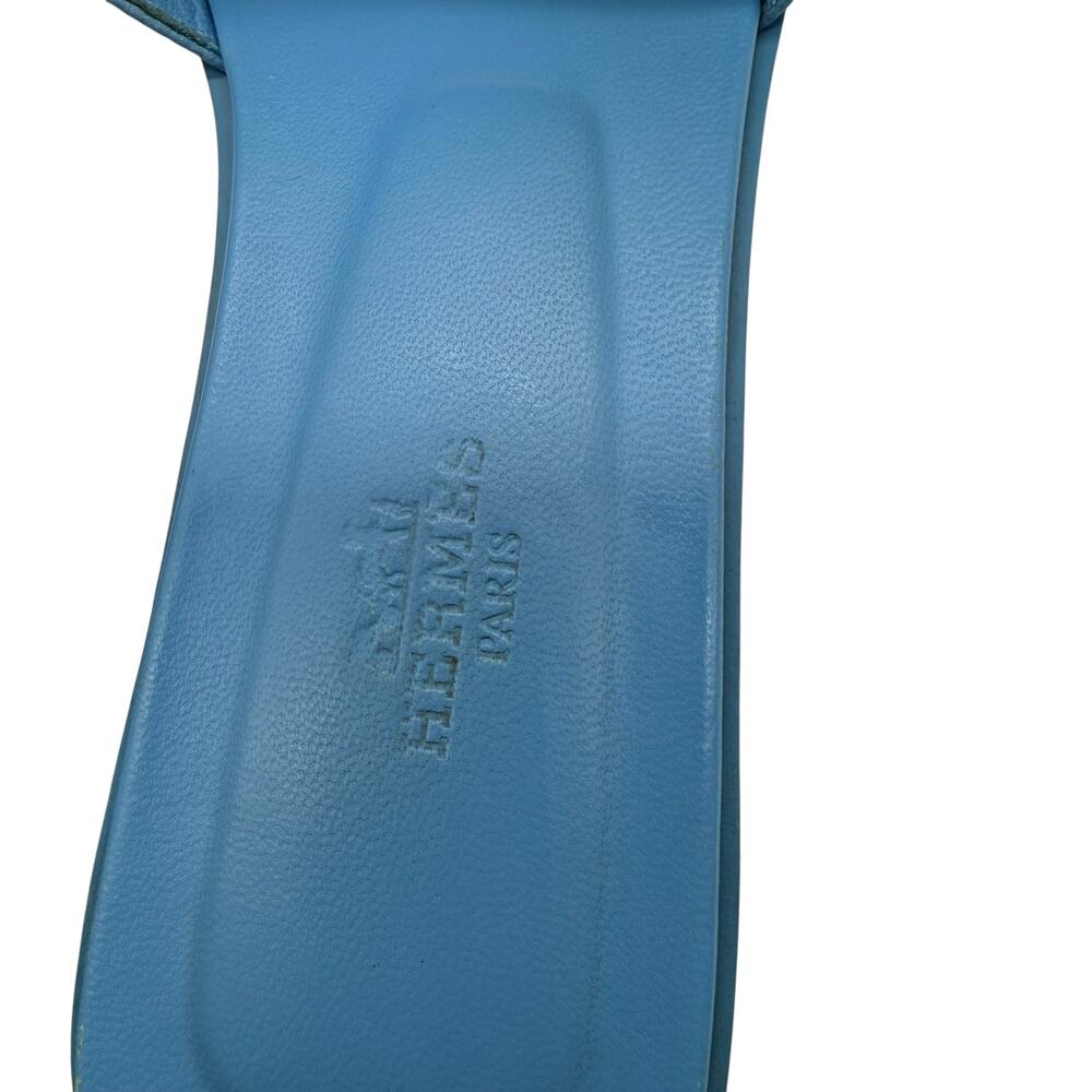 Hermes Blue Oran Slide Sandals - Picture 4 of 12